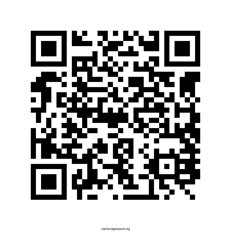 QR code linking to utahbridgetowork.org